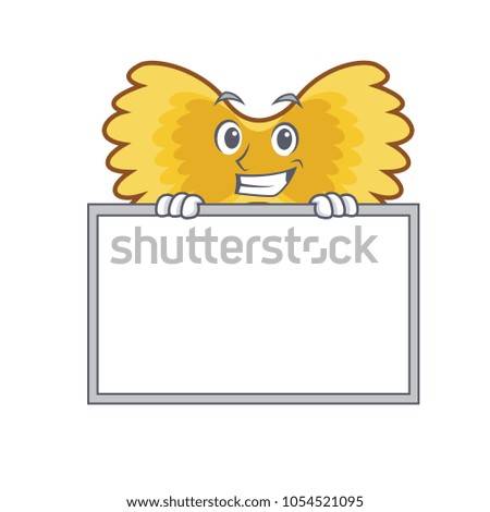 Grinning with board Farfalle pasta character cartoon