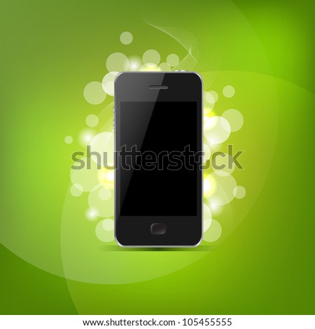 Phone And Bokeh, Isolated On Blue Background, Vector Illustration