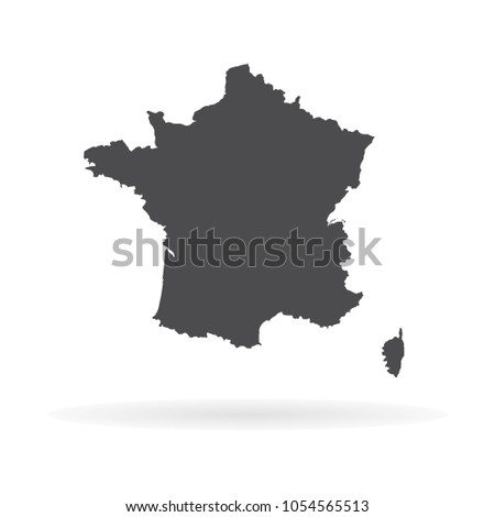 Vector map France. Isolated vector Illustration. Black on White background. EPS 10 Illustration.