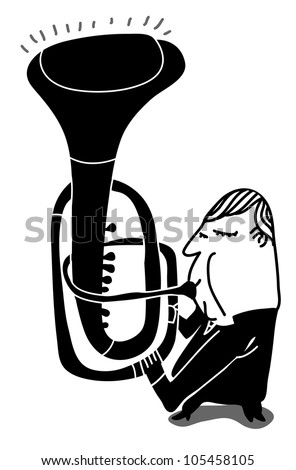 trumpeter play a weird trumpet