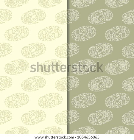 Olive green floral backgrounds. Set of seamless patterns for textile and wallpapers