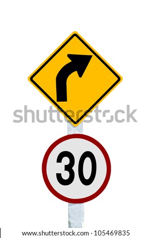 Traffic sign Pole display the speed limit.