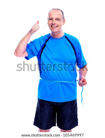 Fitness man. Isolated on white background.