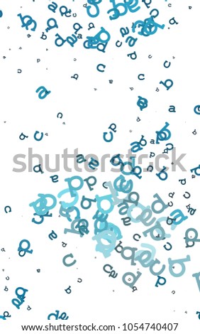 Light BLUE vertical layout with latin alphabet. Abstract illustration with colored latin alphabet. Smart design for your business advert of university.
