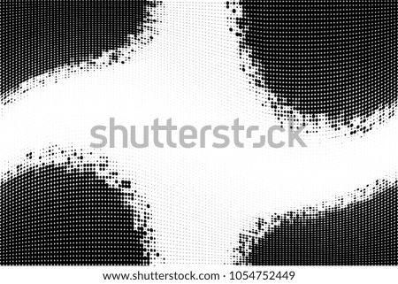 Grunge halftone dots pattern texture background. Black pixels. Modern dotted vector illustration. Abstract wavy lines. Points backdrop. Grungy spotted pattern