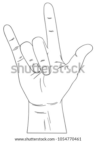 Sketch Hand Sign Rock N Roll
