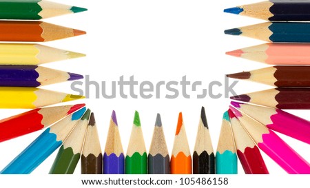Multicolored pencils isolated on a white background