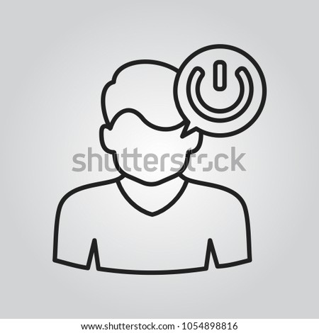 Human head with power button icon