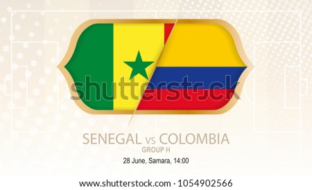 Senegal vs Colombia, Group H. Football competition, Samara. On beige soccer background.