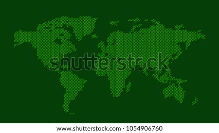 Green dotted world map