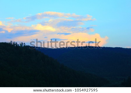 sunset on the mountain in vosges