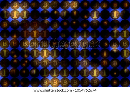 Digital currency and financial business concept, bitcoin wall, bitcoin mining concept
binary, crypto currency,  BTC, modern currency exchange