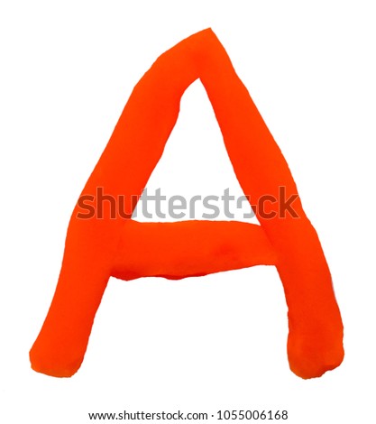 Plasticine letter A isolated on a white background.