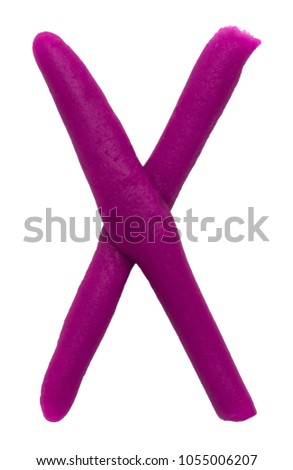 Plasticine letter X isolated on a white background.