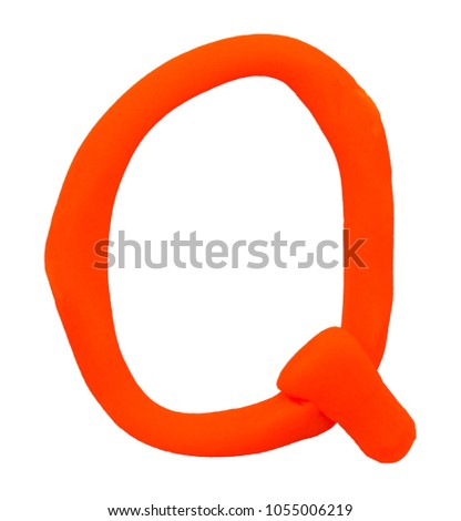Plasticine letter Q isolated on a white background.