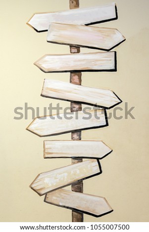 Wooden signboards, wood arrow sign