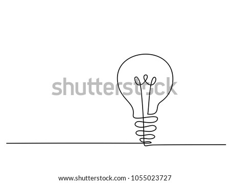 Continuous line drawing. Electic light bulb. Eco idea metaphor. Vector illustration Royalty-Free Stock Photo #1055023727
