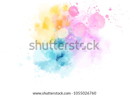 Multicolored watercolor imitation splash blot in light pastel colors