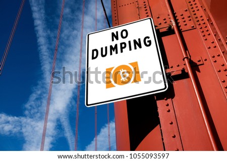 No dumping - crypto currency long time holding concept, bear market downtrend crash crisis, Bitcoin Cash Bcash BCH cryptocurrency symbol on a traffic road sign board
