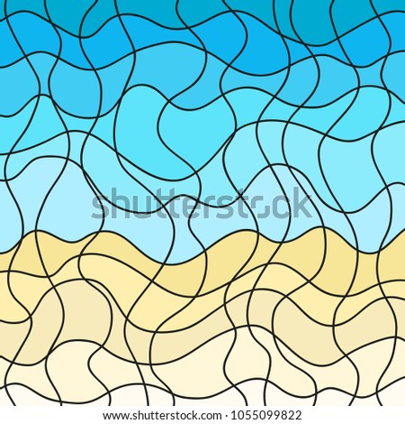Stained-glass window. Pattern with lines and waves. Universal texture. Dinamic geometric background. Lineal wallpaper. Print for polygraphy, t-shirts and textiles. Decorative style. Line art creation