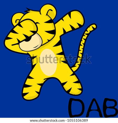 dab dabbing pose tiger kid cartoon in vector format very easy to edit 
