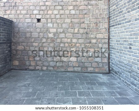 Empty room interior with old brick wall texture and copy space