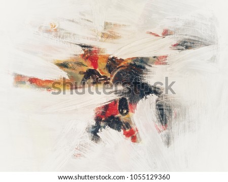 Abstract art background/acrylic on canvas,background, red, Handpainted, abstract art, modern paintings art Royalty-Free Stock Photo #1055129360