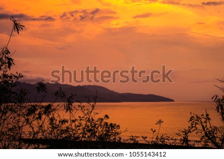 Amazing golden sunset over the sea on Gili Island Trawangan, Indonesia