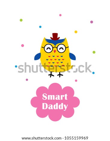 cute smart owl daddy cartoon vector