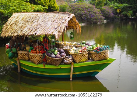 Floating Market Fruit Boat, Bandung, Indonesia Royalty-Free Stock Photo #1055162279