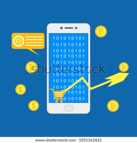 Cryptocurrency and blockchain, analysts and managers working on crypto start up.  vector illustration.