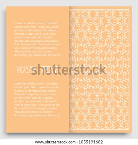Card, Invitation, cover template design, line art background. Abstract geometric pattern with place for the text. Tribal ethnic ornament in arabic style. Christmas, New Year card decoration'
