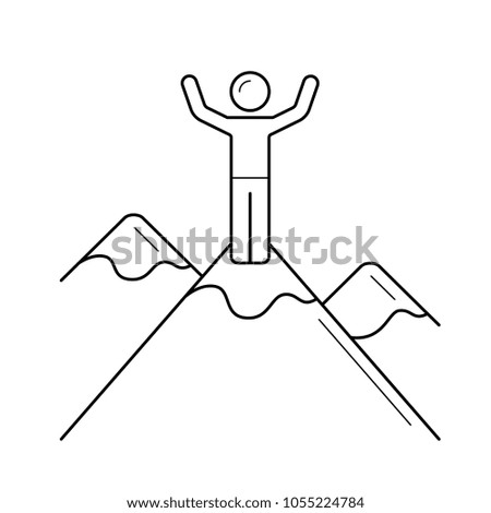 Mountain climber vector line icon isolated on white background. Mountain climber line icon for infographic, website or app. Icon designed on a grid system.