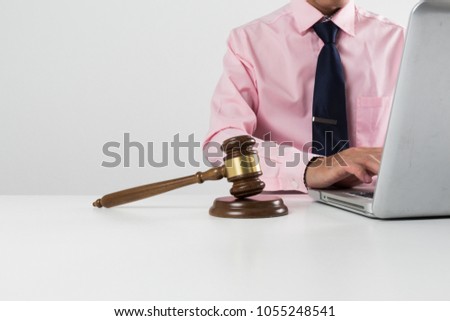 Young lawyer working with laptop computer IT Technology consultant online job.