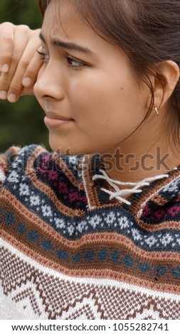 Tearful Depressed Hispanic Girl