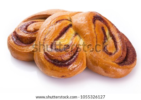 sweet bun isolated on white background close-up