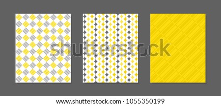 Abstract Geometric Patterns in Yellow and Gray Colors. Creative Cover Design Templates Set. Mosaic Ornament. Cover Templates Set for Magazine, Presentation, Placard, Wrapping, Brochure, Wallpaper.
