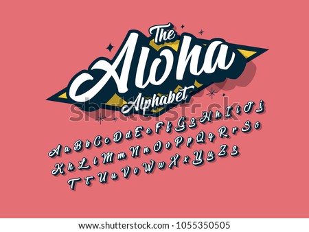 Vector of stylized cursive font and alphabet Royalty-Free Stock Photo #1055350505