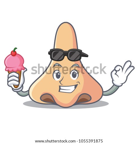 With ice cream nose character cartoon style