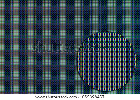Closeup of OLED screen with red,green and blue pixels and zoomed zone Royalty-Free Stock Photo #1055398457