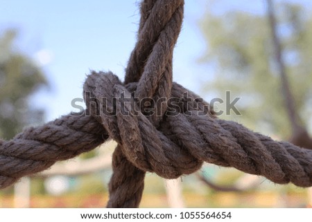 Rope knot. Concept for trust. Close-up of rope with knot