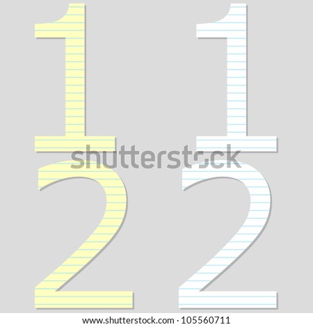 Raster Paper Font Set Number 1 and 2