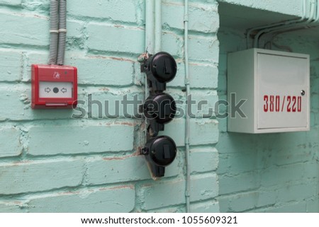 fire alarm, bakelite power switches and power shield