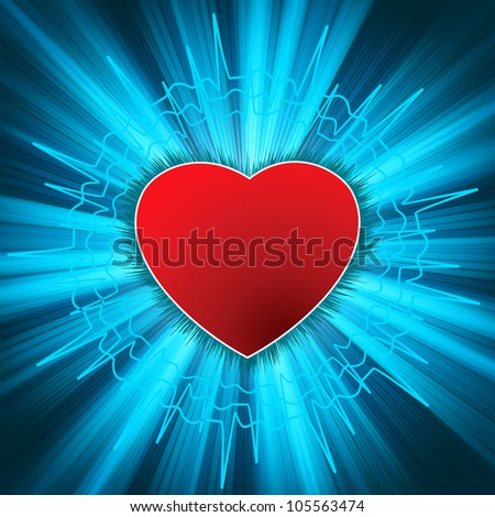 Glowing Heart with heartbeat. EPS 8 vector file included