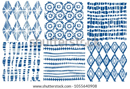 Shibori indigo seamless pattern. Vector indigo print Royalty-Free Stock Photo #1055640908