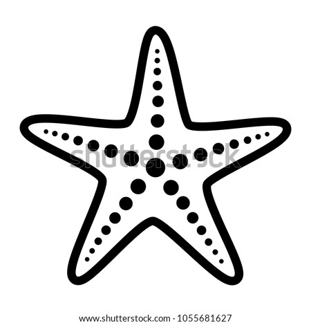 Common starfish or sea star fish marine life line art vector icon for apps and websites Royalty-Free Stock Photo #1055681627