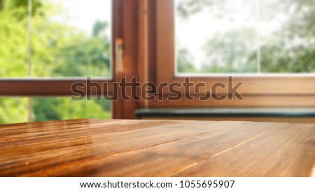 Desk of free space and background window 
