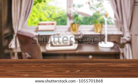 Desk of free space and background of window space 