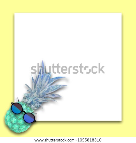 Summer sale layout web banners background . Hello summer floral with tropical green leaves and tropical fruits with pineapple Concept.  can be used for display or enter text and montage anything your.
