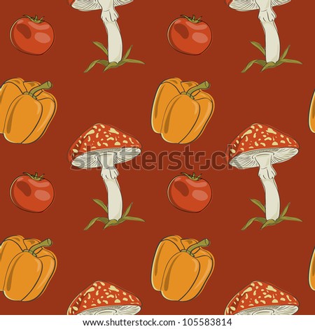 Vector summer background with vegetables, seamless pattern